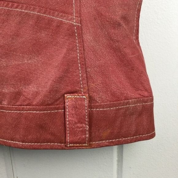 Cripple Creek Vintage Leather Vest,  Red Distressed Western, Size Small - Picture 14 of 16